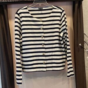Cotton navy striped , gold buttons, two front pockets Jacket